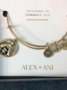 Alex + Ani Gold Tone Bee Charm Bracelet